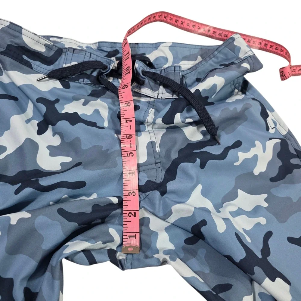 O'rageous Swim Short Mens Blue Small Camo‎ Print Beach 100% Polyester Drawstring